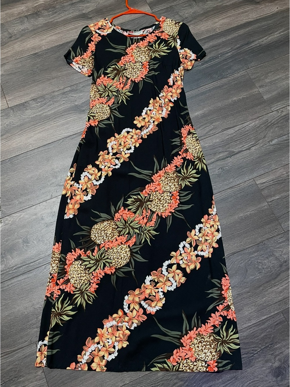 Hilo Hattie Hawaiian Tropical Pineapple Print Maxi Dress - Size XS